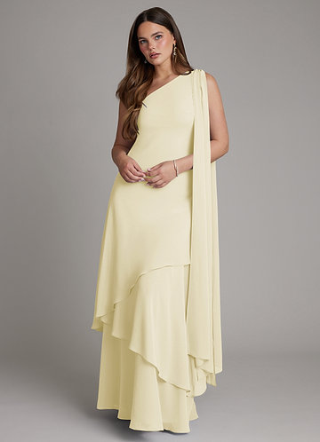 Monique Bridesmaid Dresses Lemon Sorbet A-Line One Shoulder Chiffon Dress image1