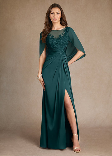 Azazie Hera Abiti da Mamma Sposa Abito A-Line in Raso Elasticizzato Pizzo Pino image1