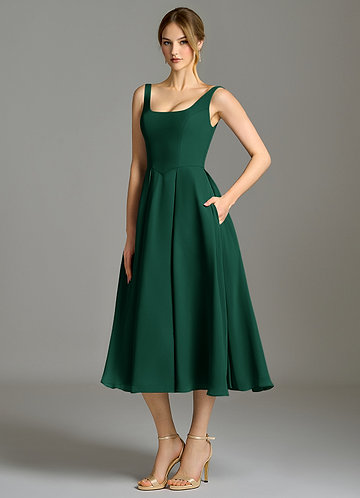 green emerald velvet dress Off-The-Shoulder Tea-Length Jacquard Dress – John Paul Ataker