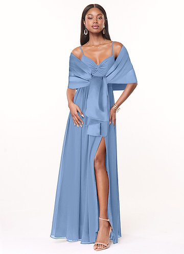 front Azazie Matching Color Aleena Matte Satin Shawl