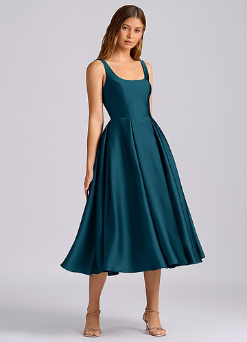 satin and tulle bridesmaid dresses Elegant Half Sleeves V-neck Tulle Backless Bridesmaid Dress with Side   DaintyBridal