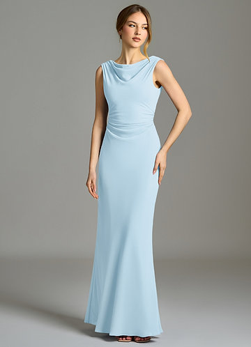 Azazie Kieryn Brudtärneklänningar Klä av Sjöjungfru i Chiffong Plisserad Himmelsblå image1