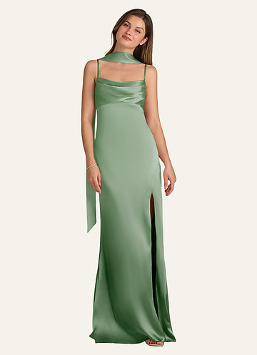 front Azazie Matching Color Matte Satin Scarf