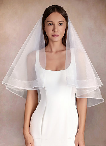 front Richelle Waist Length Veil With Blusher