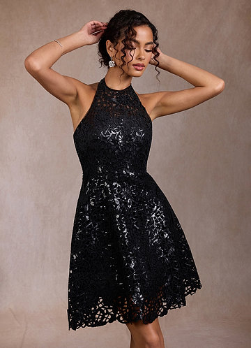 Fellie Black Halter Mini Dress image1