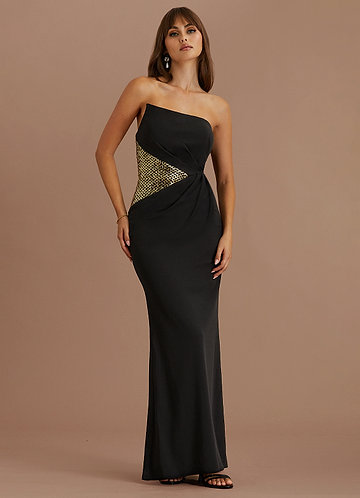peach gold dress B193007 Long Jewel Neckline Sequin & Poly Chiffon Bridesmaid Dresses for Toddler Girls main image 1