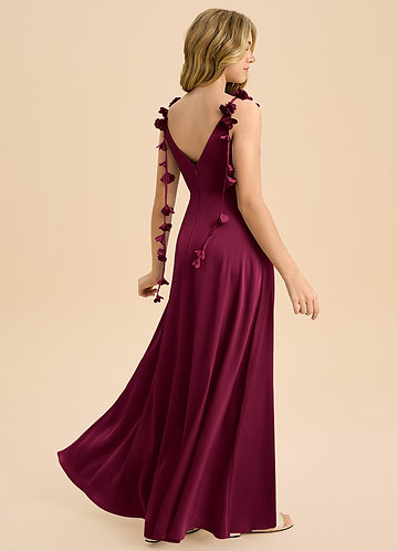 Gumdrop Junior Burgundy Empire Pleated Stretch Satin Dress image1