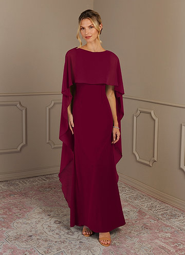 Azazie Dion Vestidos de Madre de la Novia Vestido de Borgoña de Crepé elástico de Recto con Scoop image1