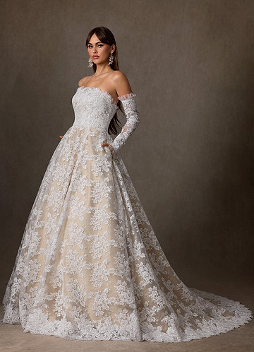 Champagne Matte Satin Wedding Dresses | Azazie UK