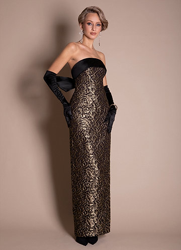 Ella Ebony Gold Maxi Dress image1