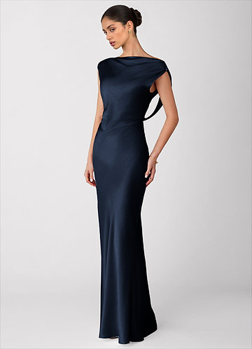 slim fit dress slacks Monette Bodycon Maxi Gown | Burgundy | Debs & Prom main image 1