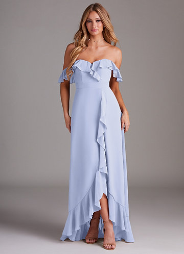 ruffle bottom bridesmaid dresses Wedtrend Women Dark Navy Bridesmaid Dress with Slit A Line Cowl Neck Long  Satin Wedding Guest Dress – Wedtrend UK main image 0