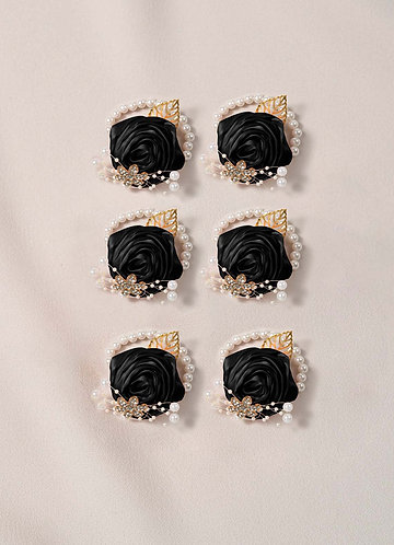 front 6PC Matching Color Bridesmaids Wrist Corsage with Pearl Bracelet