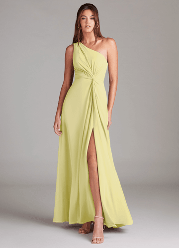 Azazie Brooke Abiti da Damigella Abito A-Line in Chiffon Monospalla Sorbetto Al Limone image1