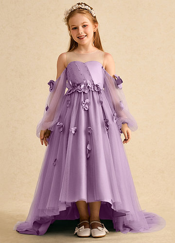 Azazie Karrie Klänningar för brudeflicka Klä A-Line i Tyll med ärmar image1