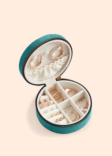 front Bridesmaid Velvet Round Jewelry Box