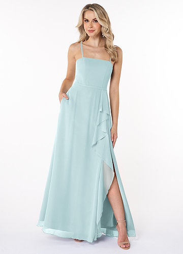 Azazie Kaylee Bridesmaid Dresses Mist A-Line Ruched Chiffon Dress image1