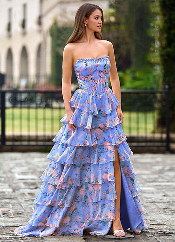 Papapym Violet Robe de bal imprimée de fleurs image1