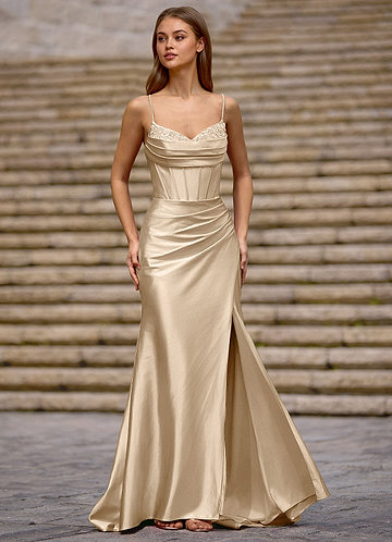Glow Champagne Silk-like Satin Prom Dress image1
