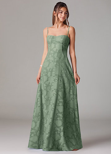 Azazie Valentine Bridesmaid Dresses Matcha A-Line Sweetheart Neckline Floral Burnout Dress image1