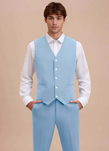 front Ethan Sky Blue Refined Weave Suit Vest
