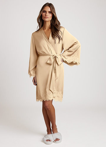 front Champagne Signature Lace Satin Robes