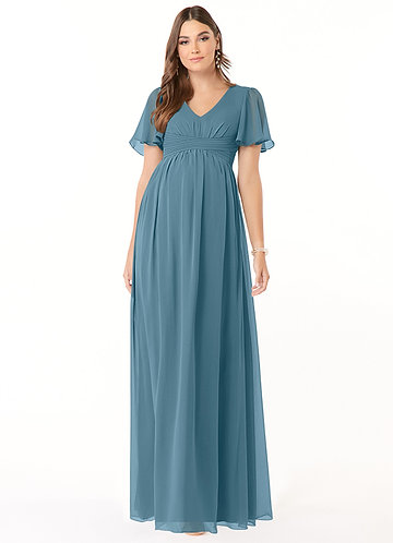 chinese dress ladies Off-The-Shoulder Long Sleeves Elegant Dress Maternity Maxi Dress, Light Sky Blue / 5XL