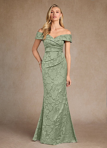 Azazie Canton Vestidos de Madre de la Novia Vestido de Salvia Polvorienta de Devorado Floral de Sirena con Vestidos sin tirantes image1