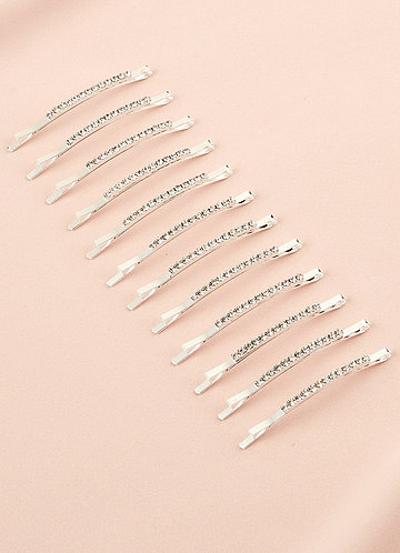front Twelve-Piece Rhinestone Hair Clip Set