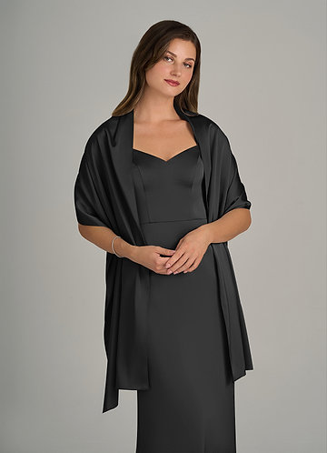 front Azazie Matching Color Ireland Stretch Satin Shawl 0