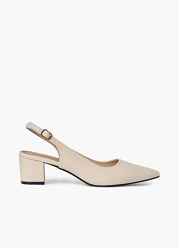 front Mules elegantes con tacón en bloque y punta en punta