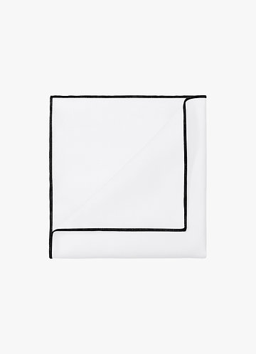 front White Matte Satin Pocket Square with Colored Edge