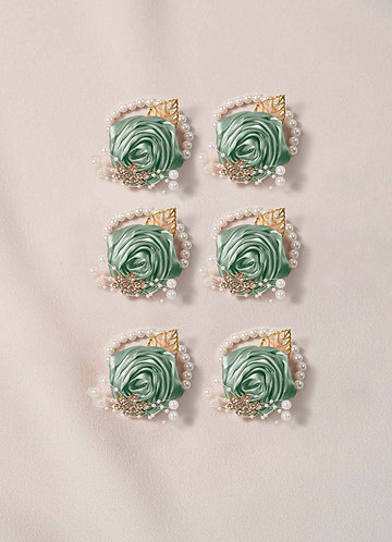 front 6PC Matching Color Bridesmaids Wrist Corsage with Pearl Bracelet