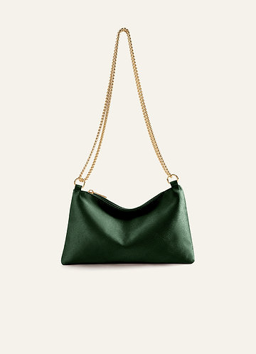 front Matching Color Metallic Satin Adjustable Shoulder Bag