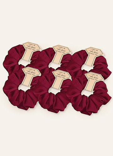front Matching Color Six-Piece Bridesmaid Stretch Satin Over Size Scrunchie Set