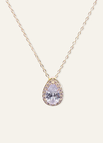 front Haloed Pear Cubic Zirconia Pendant Necklace