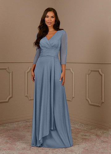 Azazie Annetta Abiti da Mamma Sposa Abito A-Line in Maglia Plissettao con Scollo a V Crepuscolo image1