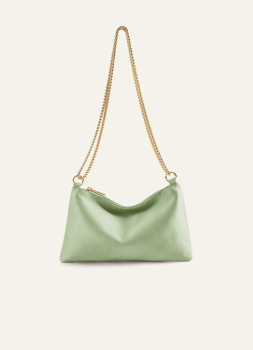 front Verstellbare Schultertasche aus Metallic-Satin in passender Farbe