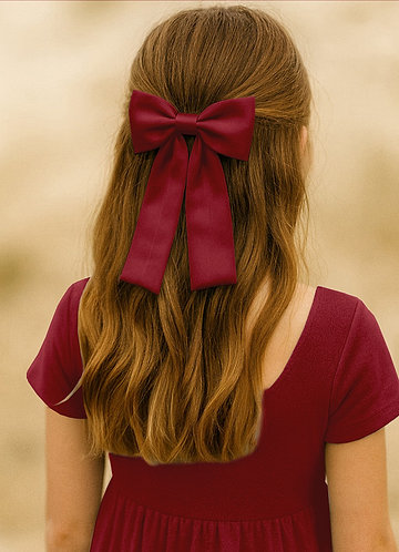 front Girls Satin Bow Hair Clip Set