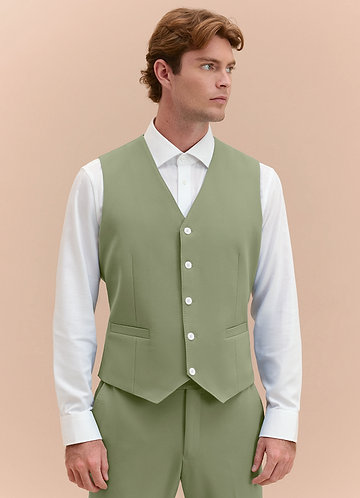 front James Pistachio Structured Stretch Suit Vest