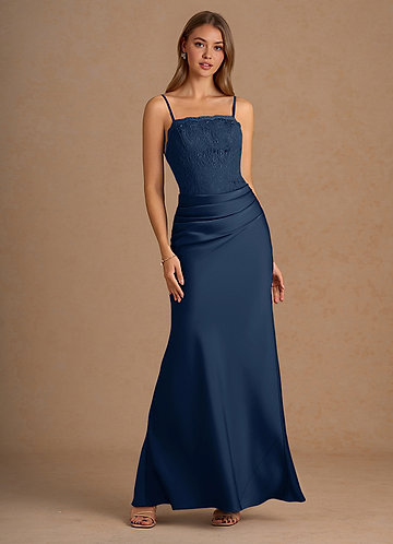 Elodie Navy Lace Satin Mermaid Prom Dress image1
