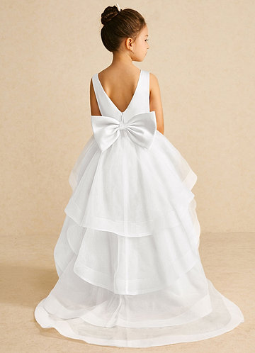 Azazie Pumpkin Blumenkinder Kleider A-Linie Cabrio Tüll Kleid Weiß image1
