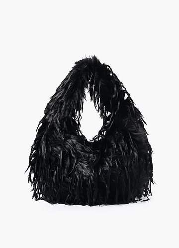 front Faux Feather Handbag