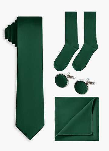 front Matching color 4-Piece Stretch Satin Skinny Tie Set
