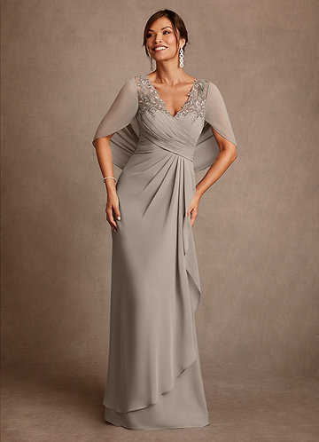Azazie Santa Clara Mother of the Bride Dresses Vestido Cinza de Renda de Linha A image1