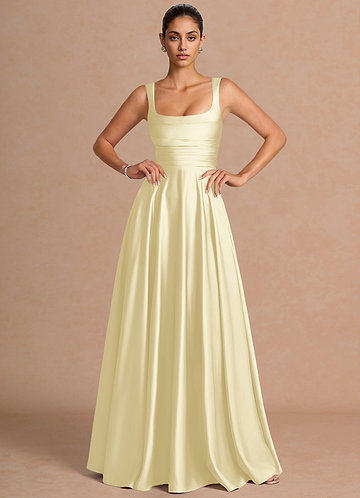 butter yellow black tie dress SAU LEE Brooke Gown, Butter Yellow / 2