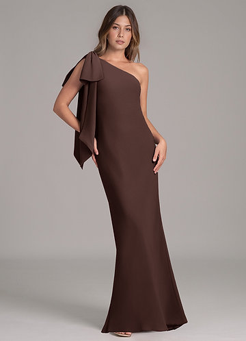 Azazie Capri Bridesmaid Dresses Ganache A-Line One Shoulder Chiffon Dress image1