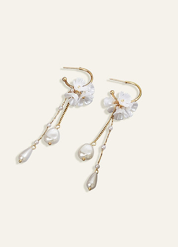 front Fringed Flower Pearl Earrings