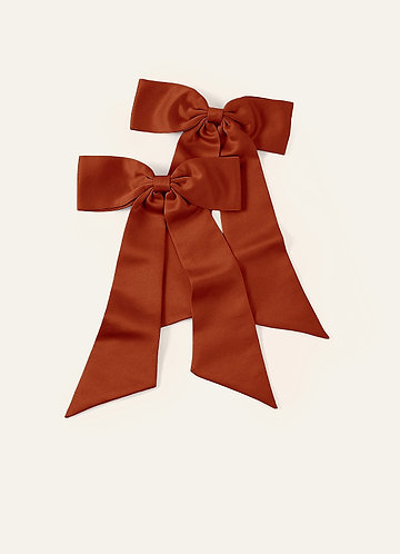 front Juego de pinzas para el cabello con lazo de satén elástico de color a juego