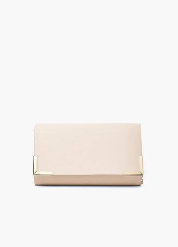 front Matching Color Matte Satin Envelope Clutch Bag